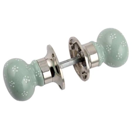 Sage Green Tiny Flower Mortice Handle 2.25